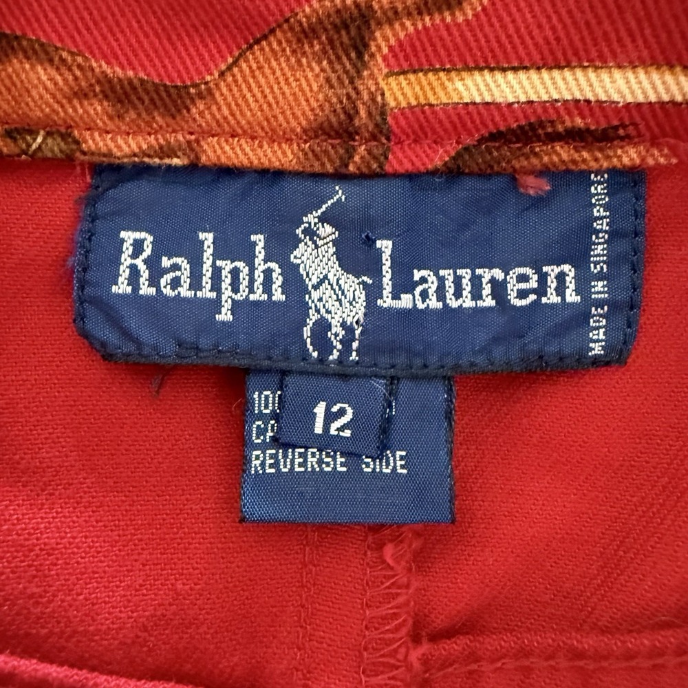 Vintage Ralph Lauren Skirt Horse Print Red Denim Long Women's Size 12 80s 90s - Picture 7 of 14